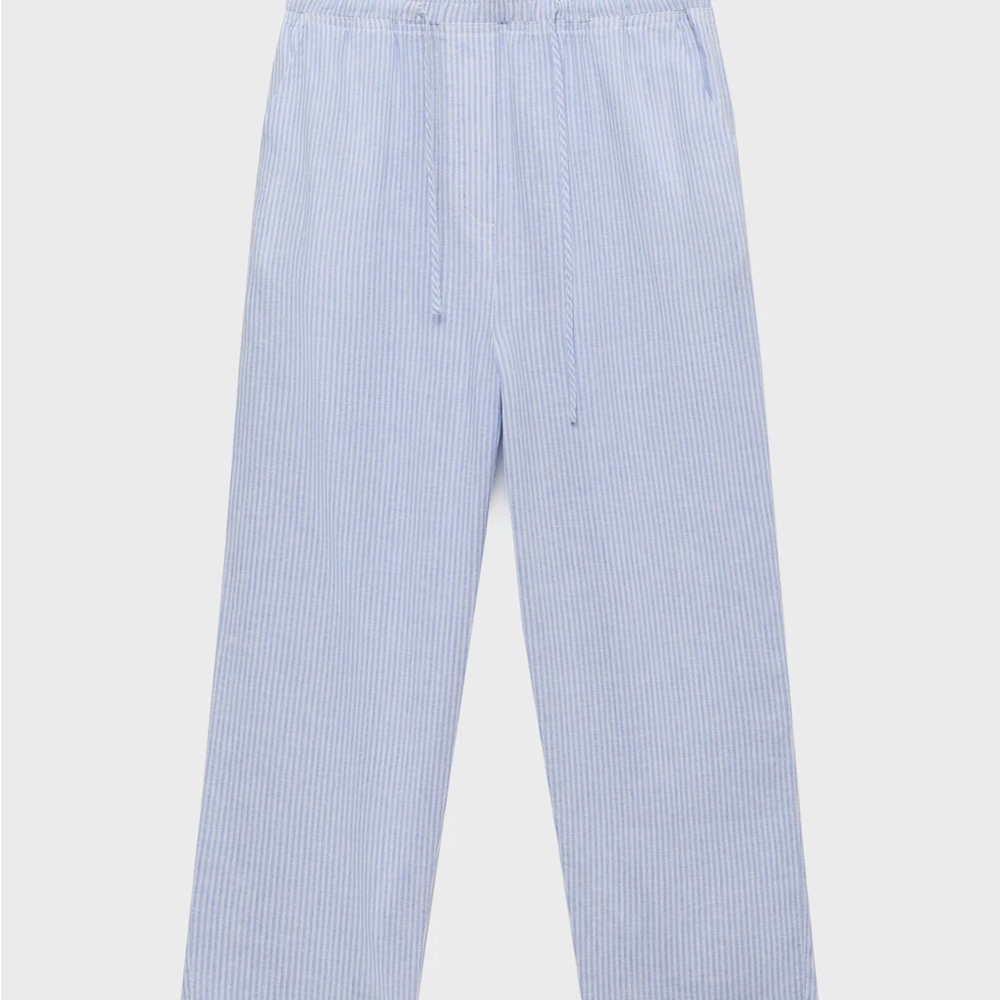 Mango Women's Blue Striped Straight Leg Pants